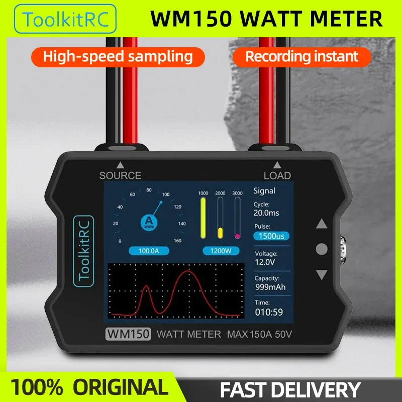 

ToolkitRC WM150 Watt Meter Power Analyzer Voltage Current Tester 150A 50V LCD Display For RC FPV Servo ESC Battery Parts