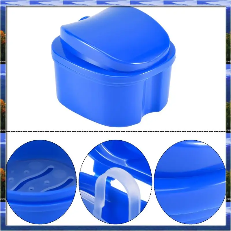 AS59 - Custodia per protesi, tazza per protesi con filtro, scatola da bagno per protesi, scatola per denti finti con supporto per contenitore a rete per cestino per Tra