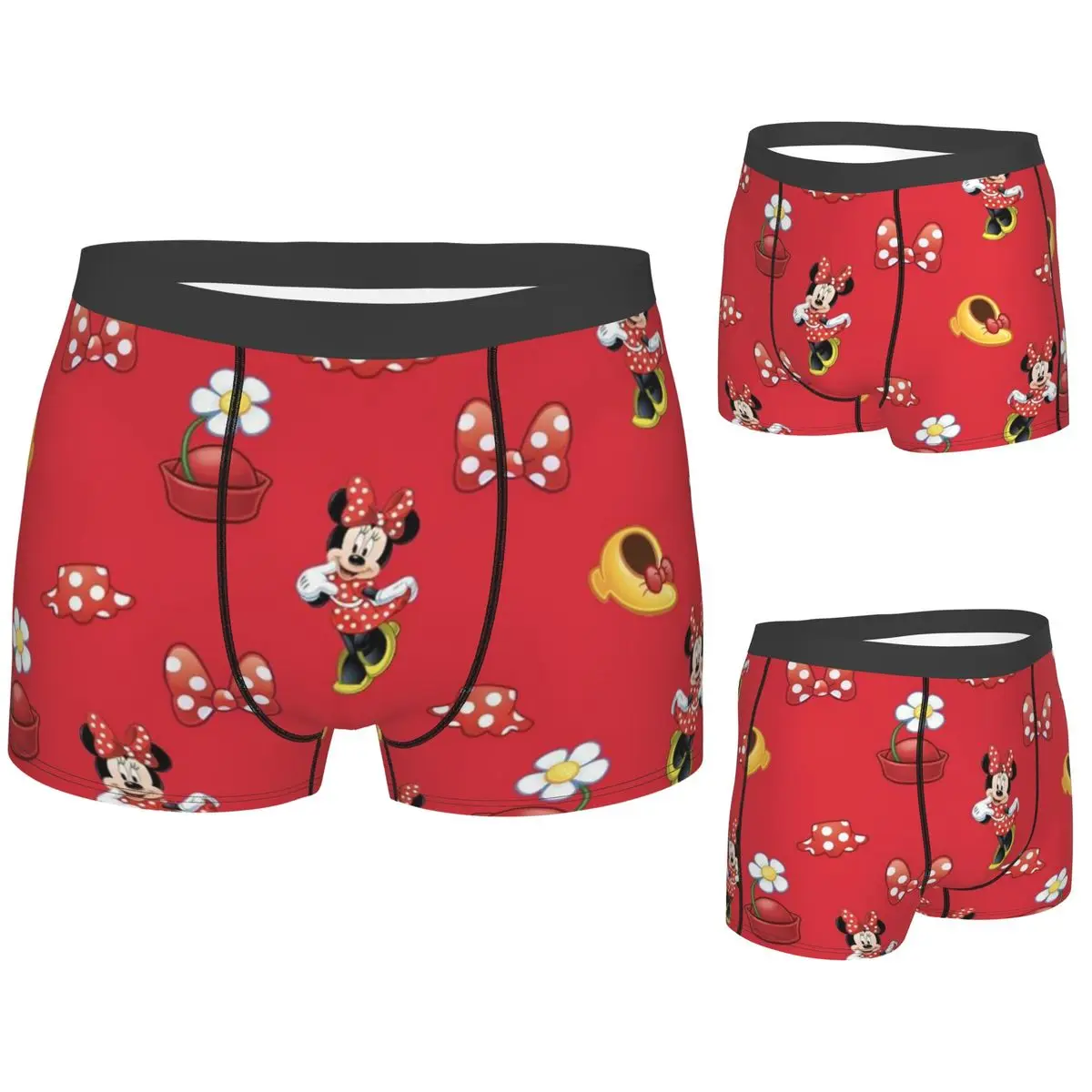 

Boxer Underpants Shorts Red Minnie Cartoon Panties Men Soft Underwear for Homme Man Boyfriend Gift