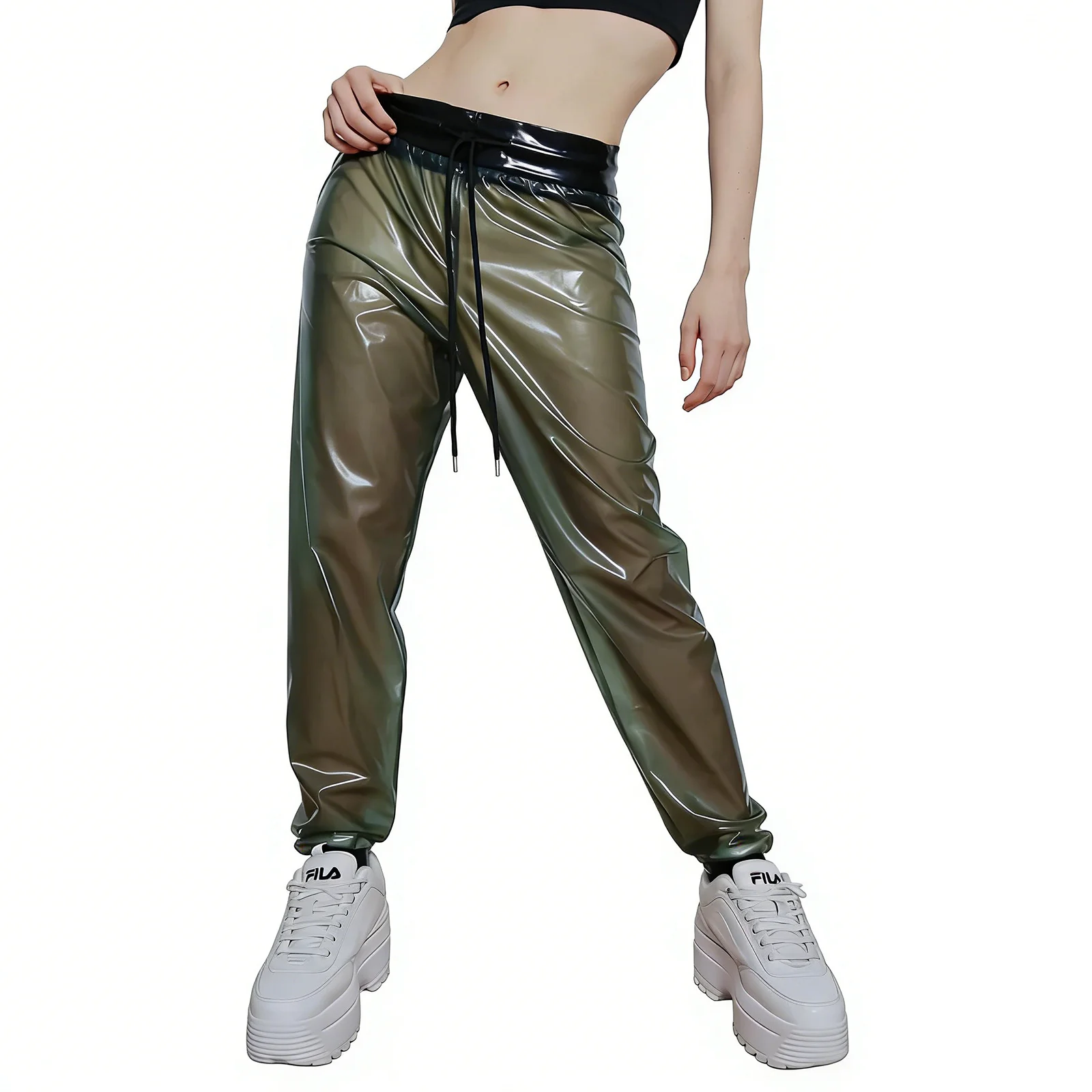 

Женские и мужские брюки-карго из натурального латекса, готические брюки, свободные брюки из латексной резины для отдыха, повседневные брюки ручной работы, S-LTW082