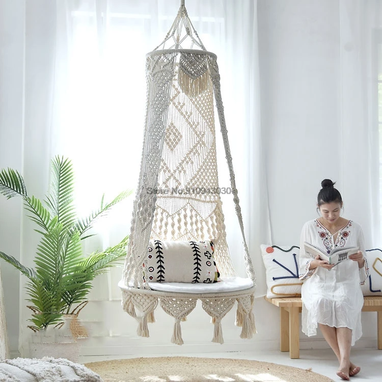 

Hand-woven Hanging Chair Basket Balcony Swing Chair Home Garden Home Decoration Hanging Support 200kg