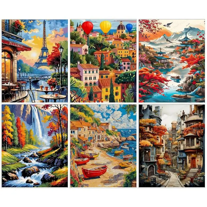 

GATYZTORY 40x50cm Painting By Numbers House Drawing On Canvas Gift Pictures By Number Kits Hand Painted Paintings Art Home Decor