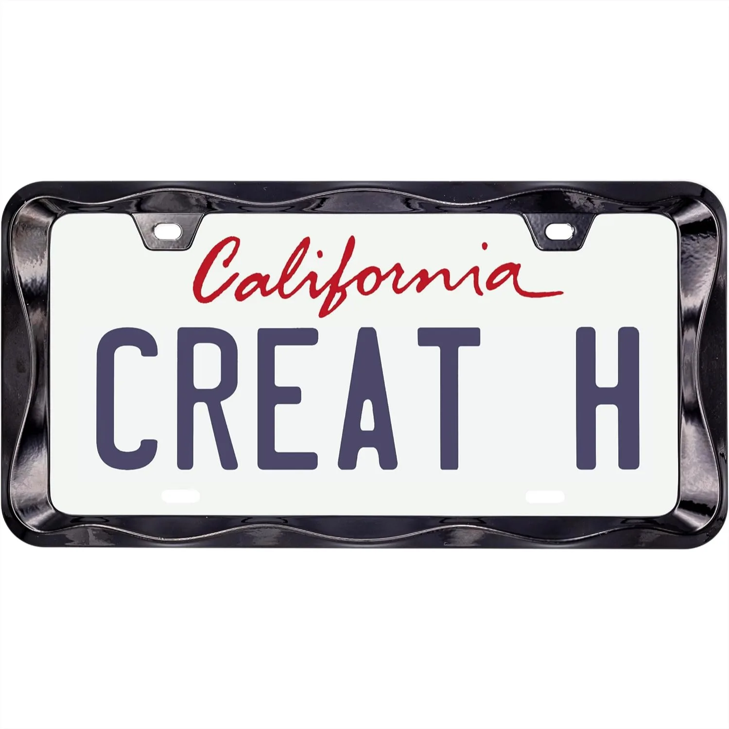 

3D Curly Wave Pattern Black License Plate Frame from Pure Zinc Alloy Metal