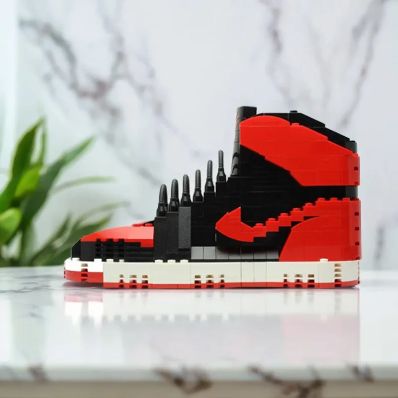 

446PCS Classic Sneaker Nikeses AJ1 Bred "Banneds" Shoe Model Moc DIY Education Model Building Blocks Fashion Creative Toy