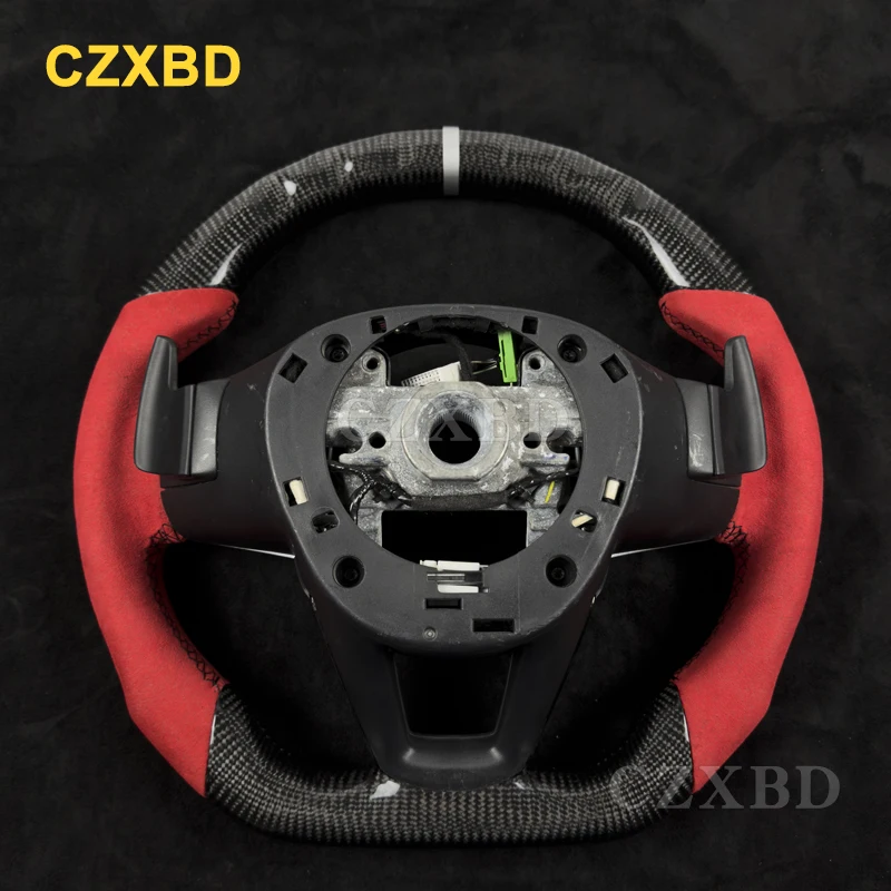 Silver Marker For Acura TLX Aspec Real Glossy Black Carbon Fiber Steering Wheel High Quality Sport Wheel Customized
