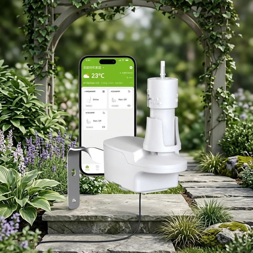 Wired for Smart Rainfall Sensor for Irrigation Timer Systems Compatible with Most Controllers White Plastic Garden Device