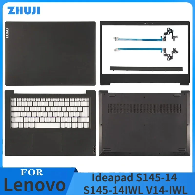 ใหม่สำหรับ Lenovo IdeaPad S145-14IWL S145-14 V14-IWL แล็ปท็อปจอแอลซีดีปกหลังกรอบด้านหน้าเคสด้านล่างบานพับสีดำ