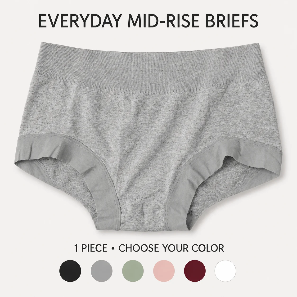 Women's Mid-Rise Boyshort Panties, 75% Nylon 25% Cotton Breathable Underwear, Everyday Comfort, 1 Piece