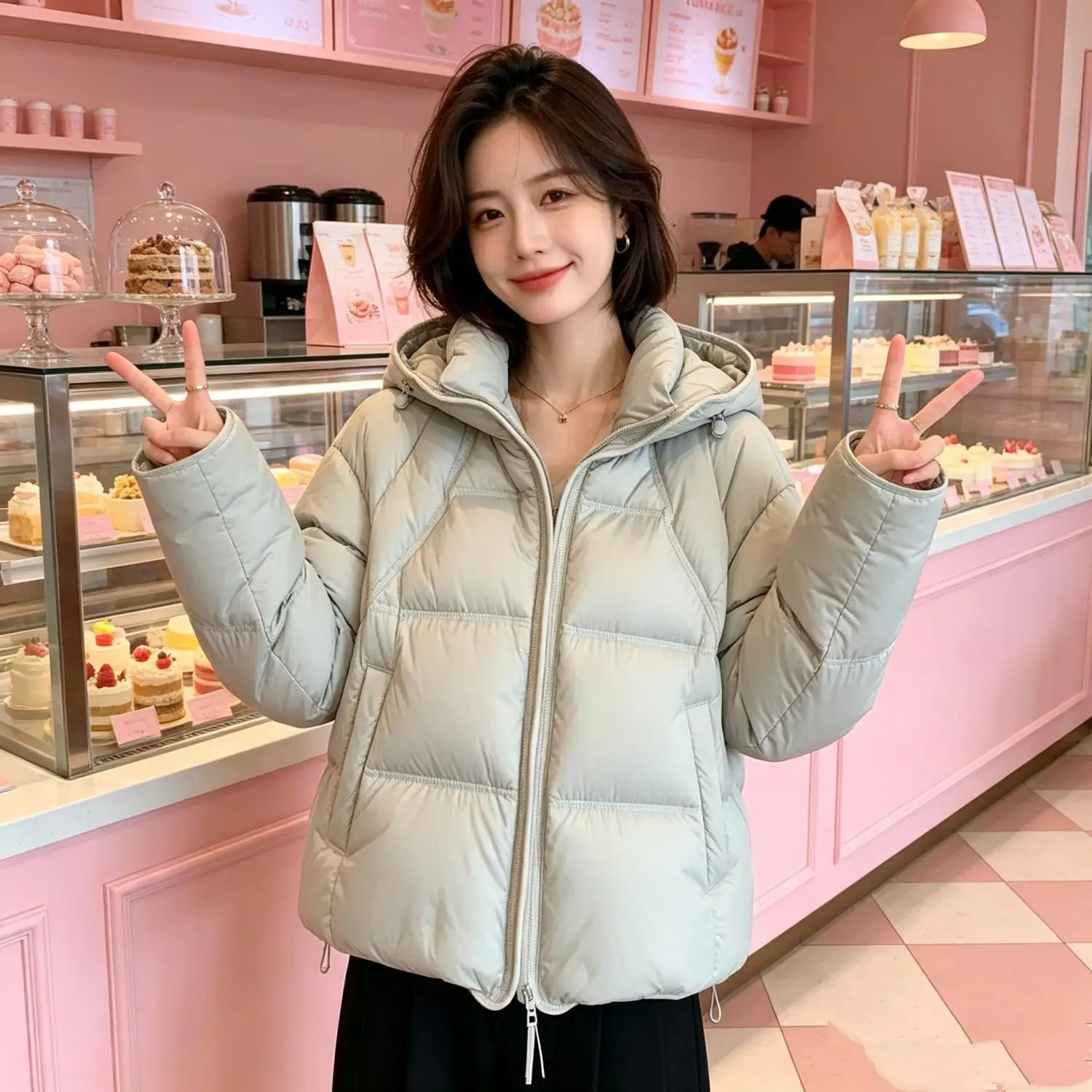 Winter 2026New Down Cotton Parkas Jacket Ladies Temperament Cotton-padded Coat Women's Hooded Outwear Short Fashion Overcoat Top 3