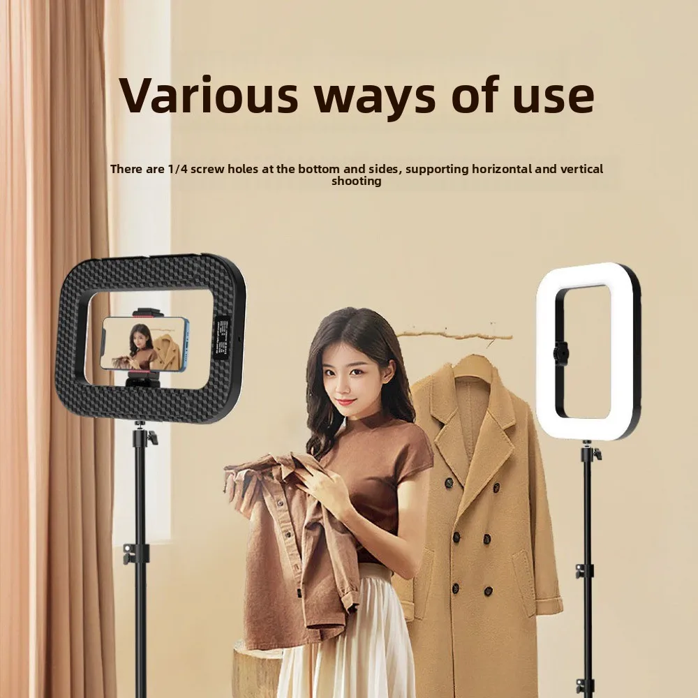 Practical Handheld Selfie Fill Light with Clamp Adjustable LED Video Light Three-color Rechargeable Phone Fill Light Makeup