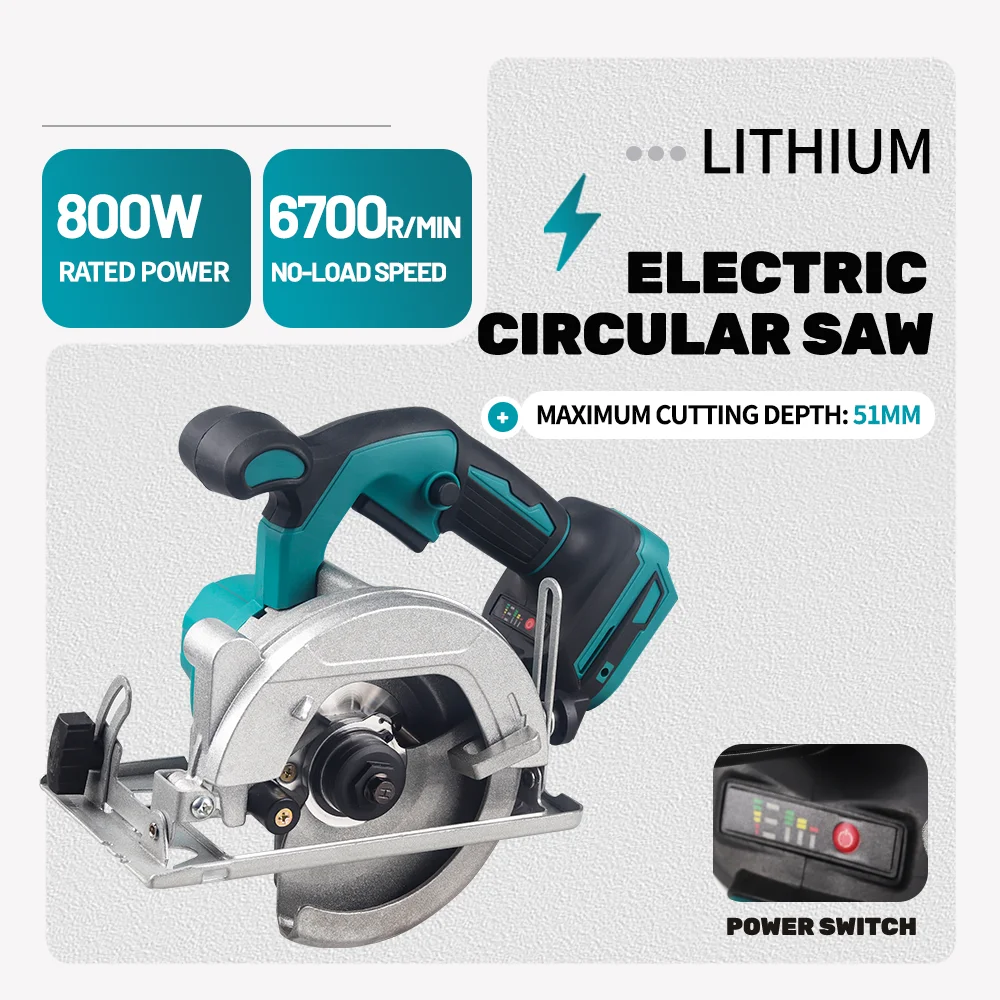 Electric Circular Saw Cordless High Power Board Cutting Machine Woodworking Power Tools For 18V Makita Battery