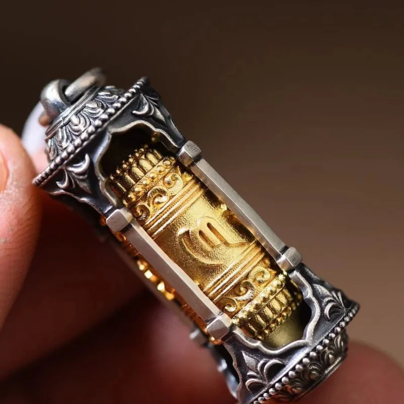 Tibetan Legend Prayer Barrel Six Words Motto Pendant Mantra Men and Women Braid Rope Fashion Retro