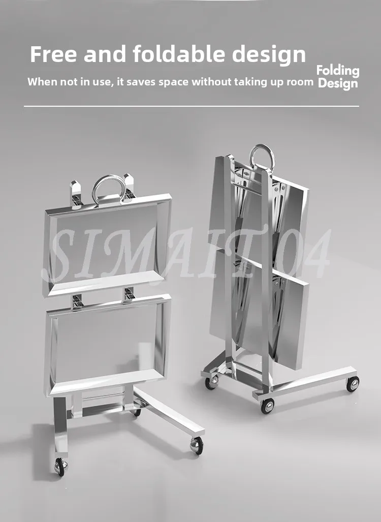 Stainless Steel Foldable Tool Cart Beauty Salon/Barber Shop Trolley Storage workbench supermarket 2-tier tool cart AA