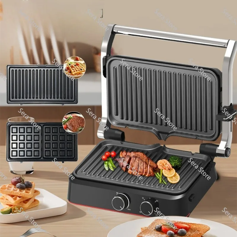 2 in 1 Removable Barbecue Tray Household Electric Barbecue Tray Waffle Electric Barbecue Grill Double Sided Breakfast Machine