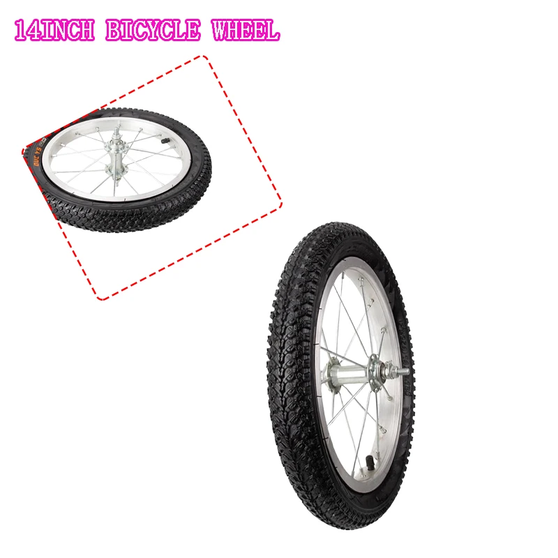 Upgrade your bike with durable 14 inch wheels featuring stylish rims for front and rear bicycle tires.