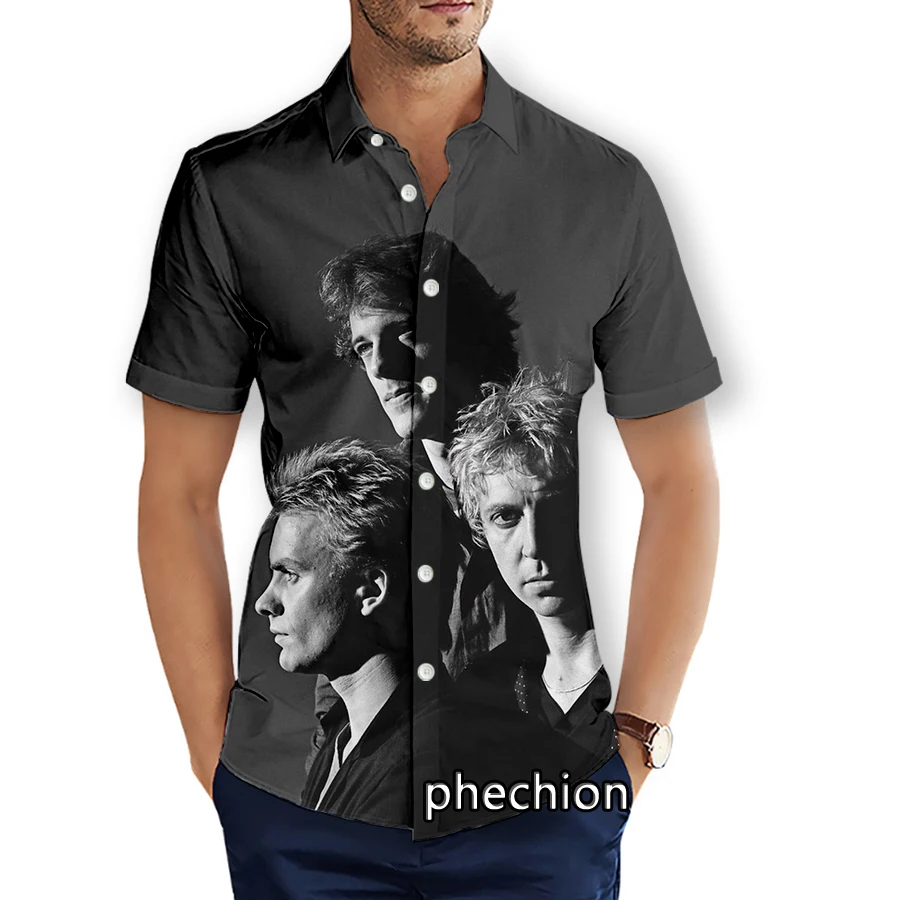 phechion Mens Short Sleeve Beach Shirts The Police Rock 3D Print Casual Shirts Fashion Streetwear Men Tops X283