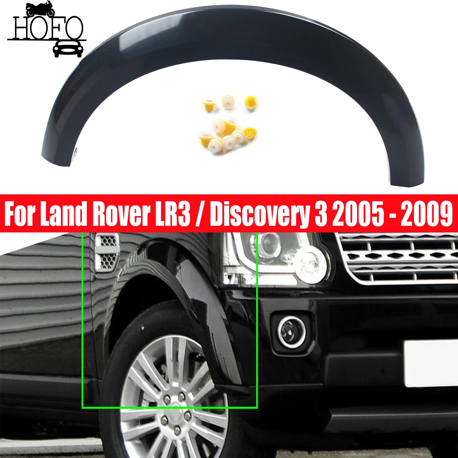 

Front Wheel Arch Trim Cover Scratch Resistant Wheel Eyebrow Arch Strip For Land Rover LR3 / Discovery 3 2005 - 2009 Unpainted