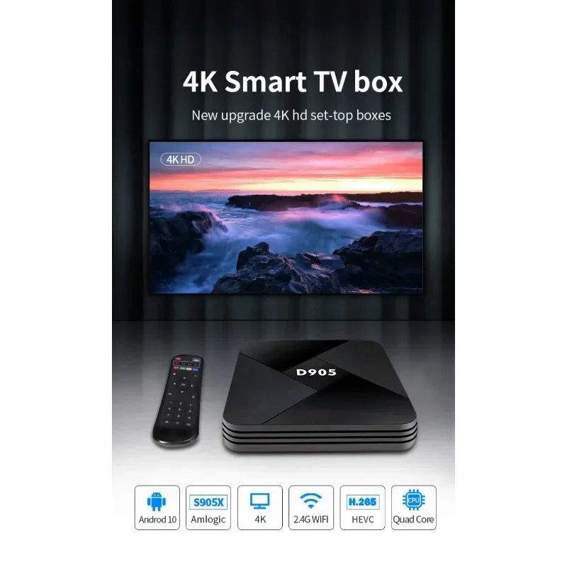 D905 Android 10.0 TV BOX 8GB RAM 128G ROM 2.4G&5G WIFI Mlogic S905 4K 3D Android TV BOX H.265 Set Top TV Box