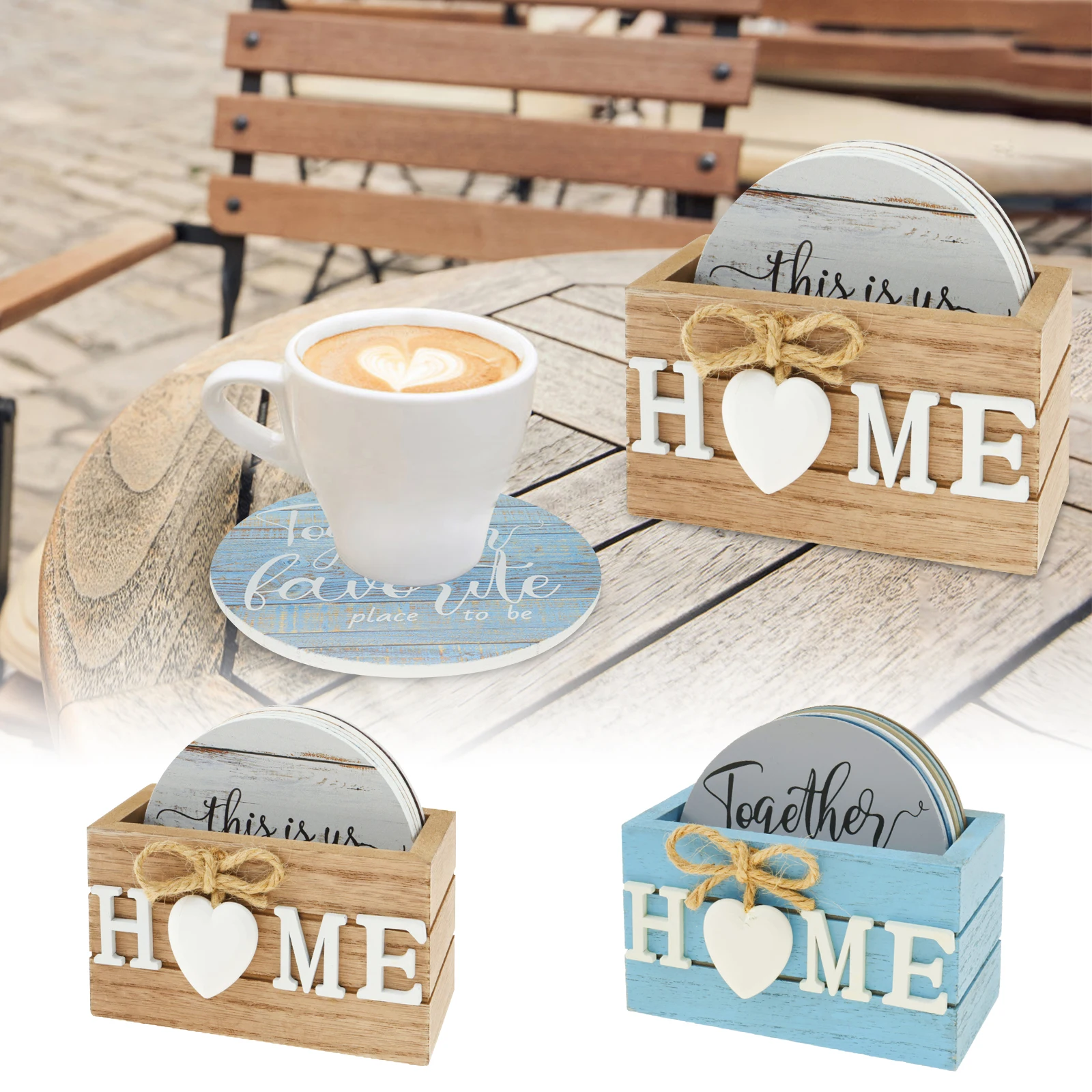 6Pcs Wood Cup Mats Rugged Anti Scalding Coasterss with Saucers Store Case Round Table Mat Cup Insulation Mat Saucers for Table