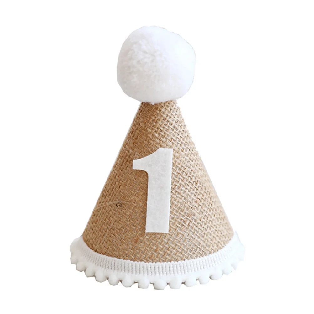 

Decorations Birthday Party Hat Child Headband 1st Bday Boy Linen Mini Crowns Kids Hats