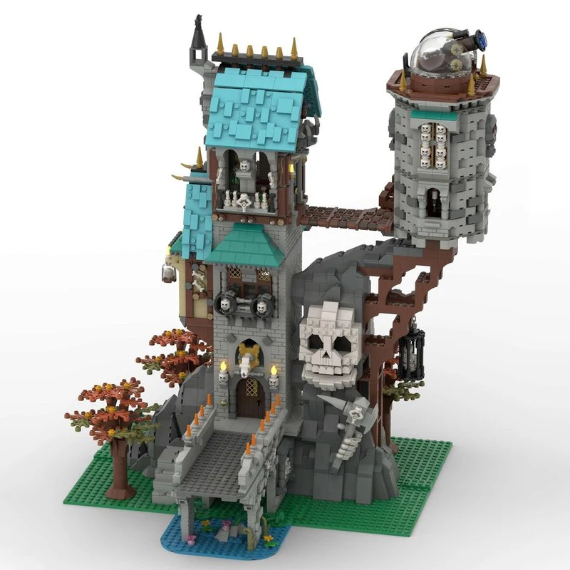 중세 성 모델 Moc 빌딩 벽돌 해골 경비대 건물 기술 모듈 형 블록 크리스마스 DIY 장난감 휴일 선물