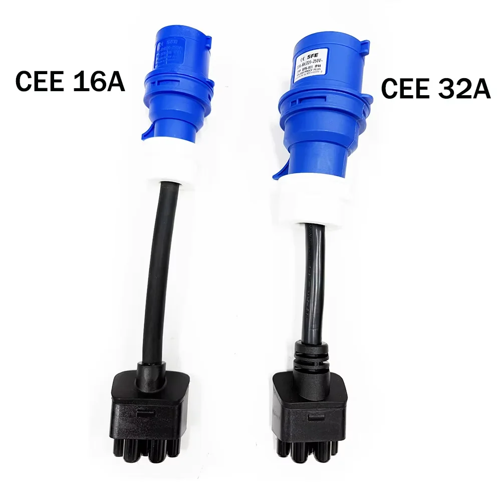 16A/32A CEE Blue 3 Pin Charging Adapter for Tesla Gen 2 EV Charger Model S 3 X Y 240V Industrial Plug Converter view 2
