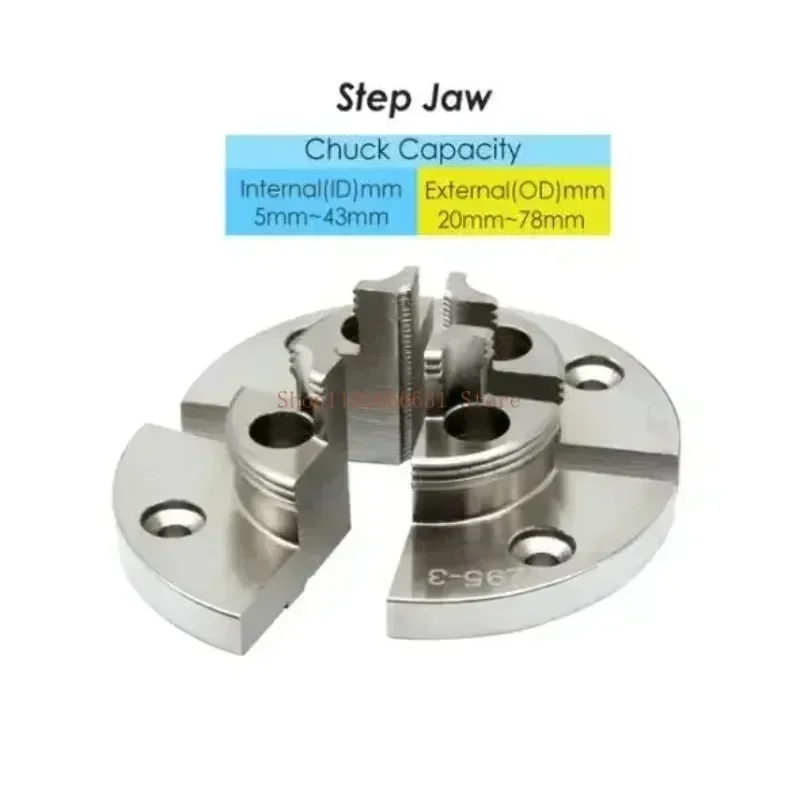 1PC Chrome Plated Step Round Pin Jaw Set Woodworking Turning Accessories for TASP 100mm 4-Jaw Self Centering Wood Lathe Scroll C