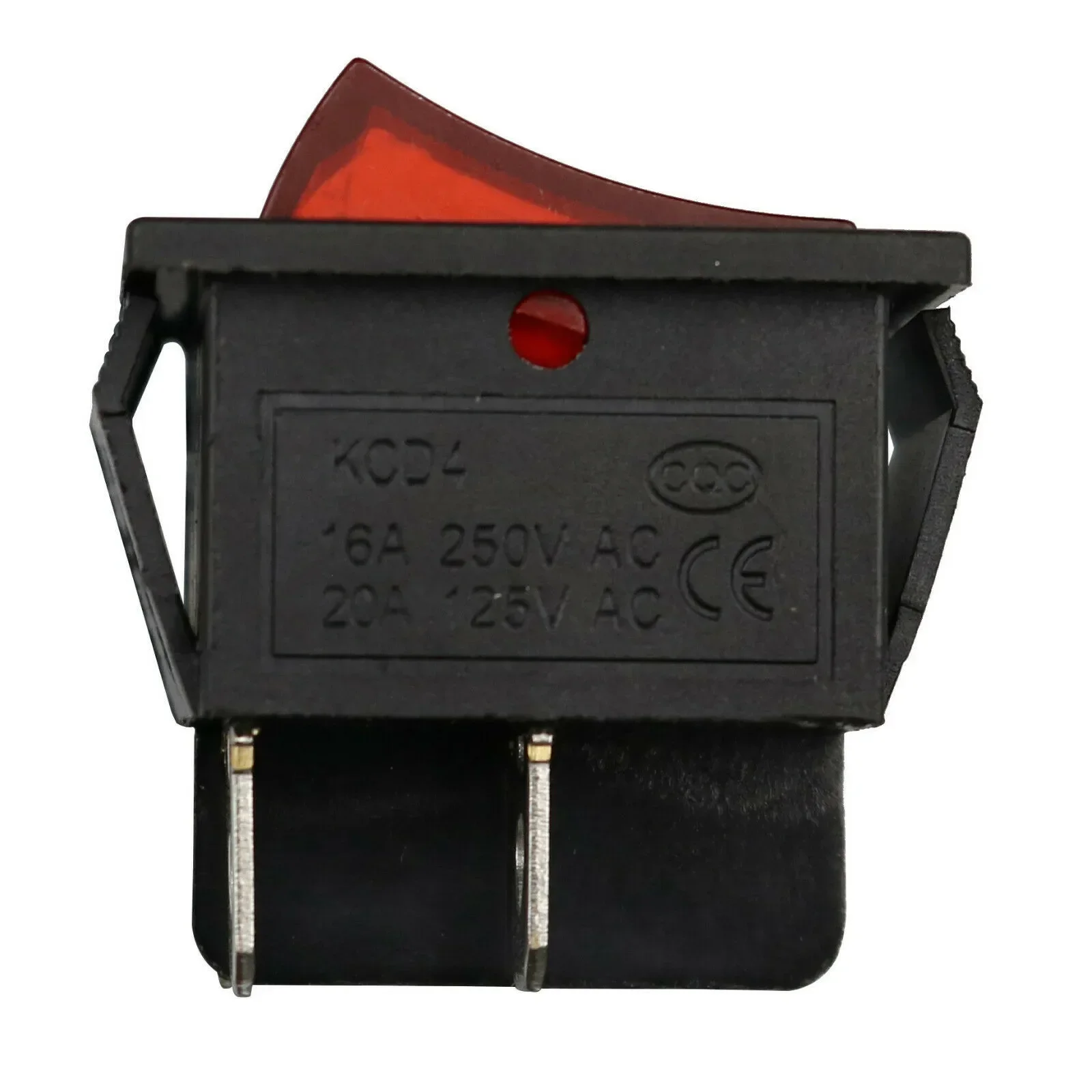 KCD4 RED 2 Position 4 Pins Power Pump ON OFF Illuminated Rocker Switch 16A 250VAC / 20A 125VAC For Commercial Appliances