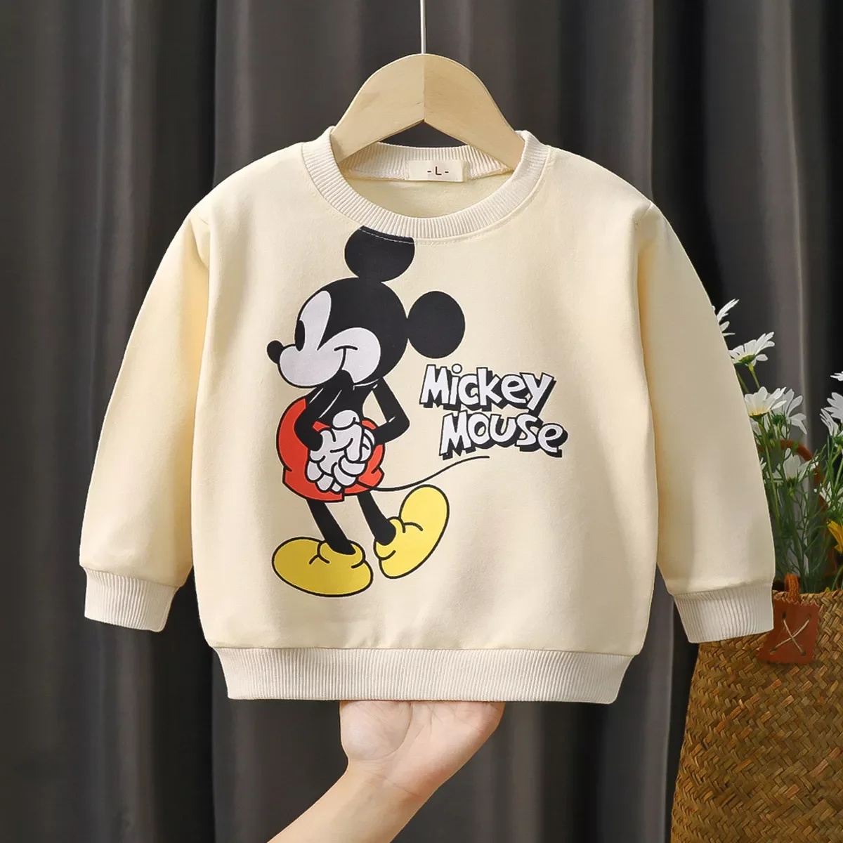 Casual Trendy Hoodies Teen Girls Crew Neck Pullover Shirt Simple Versatile Tops Cotton Printed Sweatshirts Disney Brand Clothing