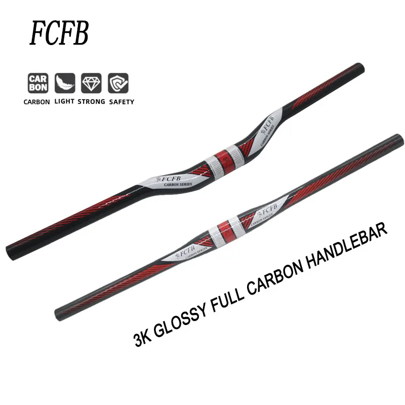 AliExpress NONE FCFB glossy 3K Carbon Fibre Mountain Bike Handlebar MTB Handle bar Bicycle Parts 31.8mm Rise/Flat Handlebars 580mm - 780mm
