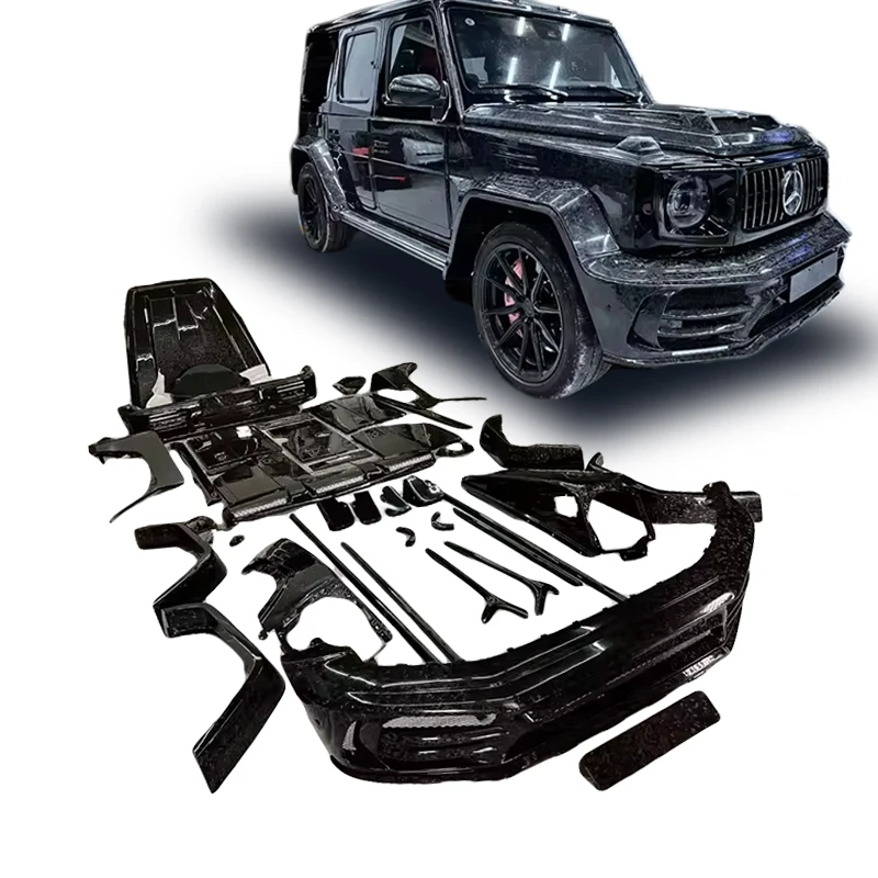 M Style Dry Carbon Fiber Body Kit Front Bumper Lip Rear Diffuser Fenders Side Skirts For Benz  G-Class G63 W464