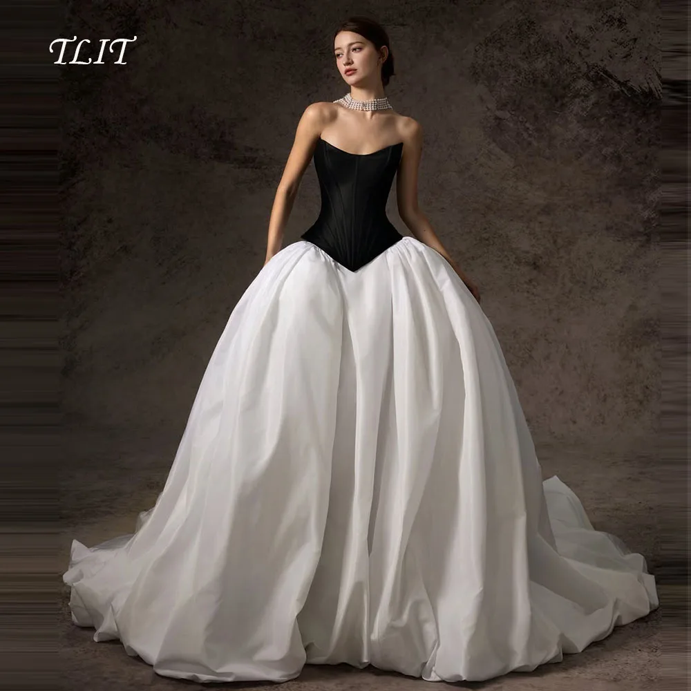TLIT Modern Contrast Color Silk Satin A-Line Wedding Dresses Customized Sweetheart Vestido de casamento Bridal Gowns 2026