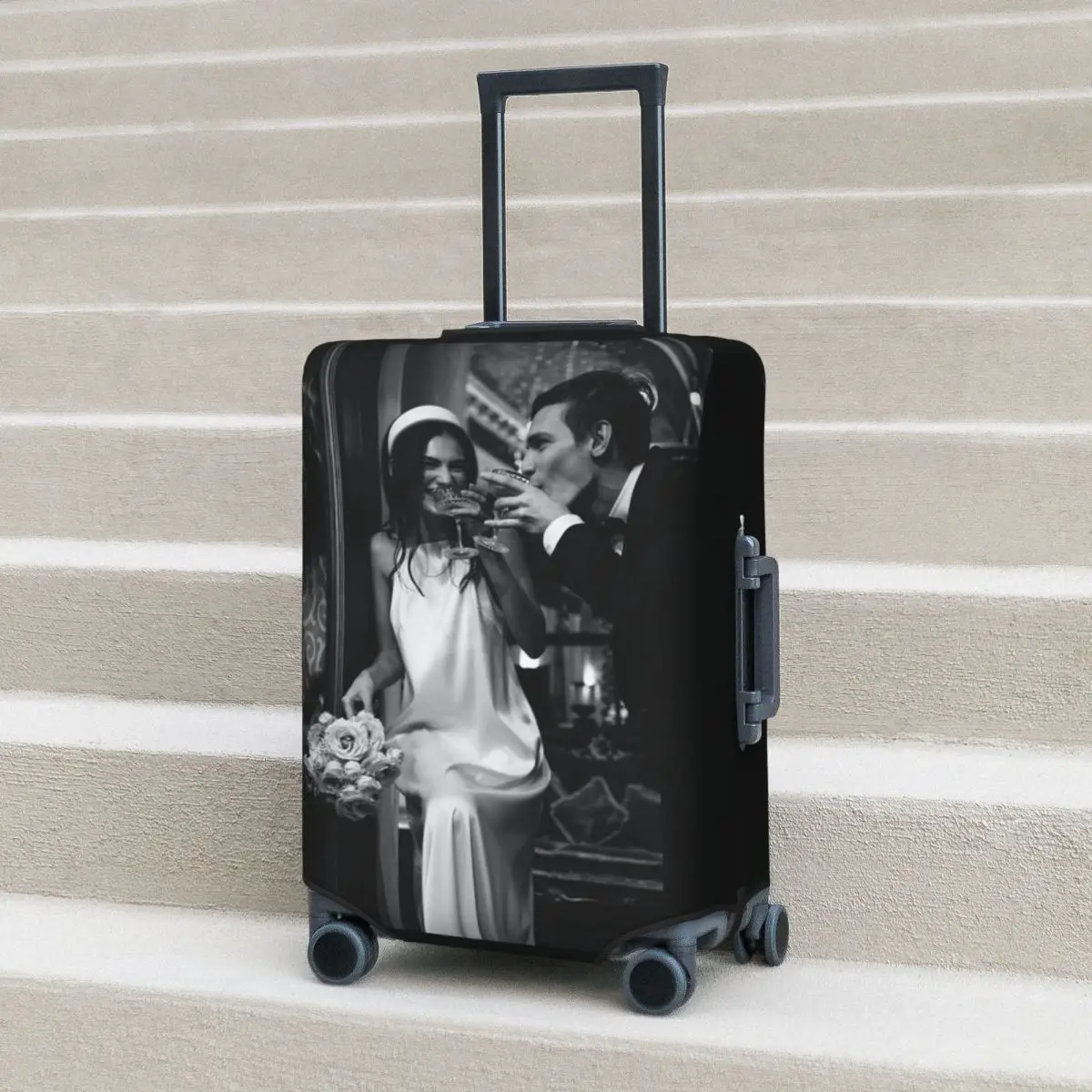 Custom Gift Suitcase Cover Bride and Groom Flight Cruise Trip Elastic Luggage Accesories Protector