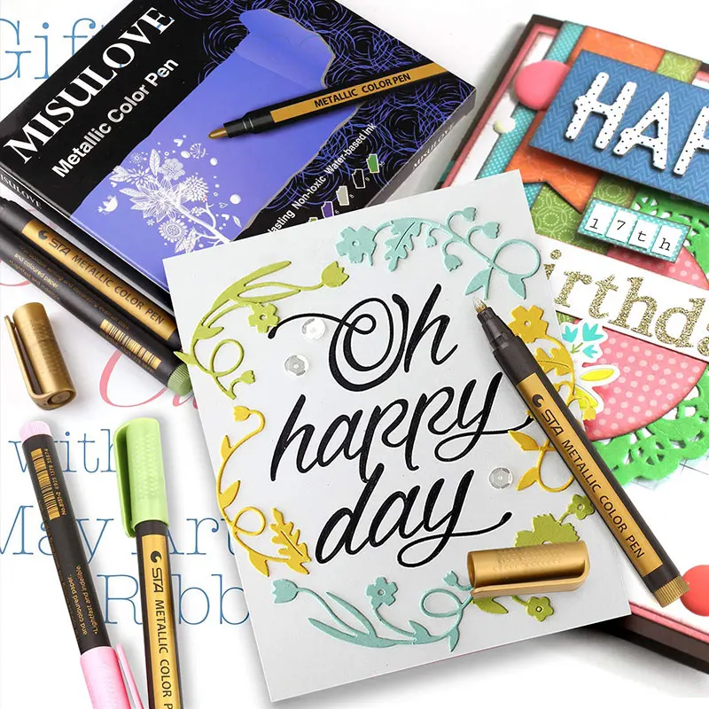 Canetas Marcadoras Metálicas, 10 Cores, Marcadores de Pintura para Papel Preto, Pintura Rupestre, Artesanato Scrapbooking, Fabricação de Cartões, Cerâmica, 30Pcs