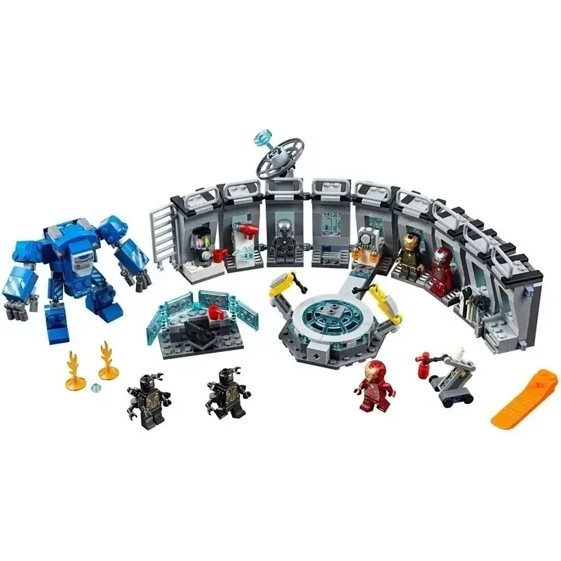In Stock Marvels Avengers Super Heroes Iron Man Hall of Armour Robot Hall FIT 76125 Model Building Blocks Bricks Gift Toy