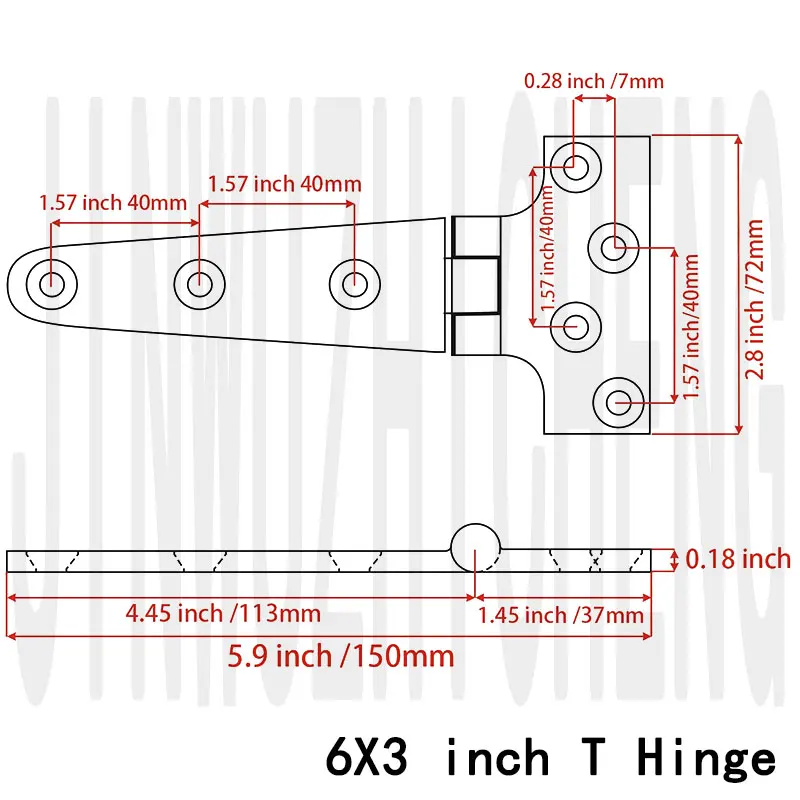 2 Pcs Boat Strap T Hinge 6