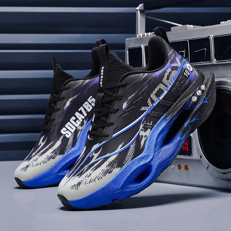 Men's running shoes with high-elasticity thick soles, lightweight and wear-resistant, shock-absorbing and slip-resistant, suitable for couples, versatile for outdoor fitness and casual sports.