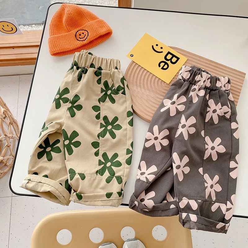 

Baby Girl Retro Flower Loose Pants Fashion Comfortable Breathable Cotton Trousers Toddler Boy Autumn New Arrival Pants