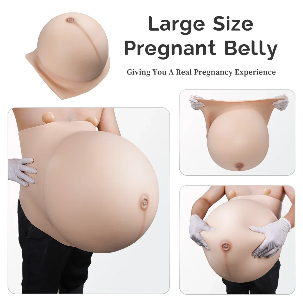 Silicone Huge Breast Forms ZZZ Cup Biggest Boobs and Artificial Twins Fake Pregnant Belly L Size Fills Cotton Cospaly