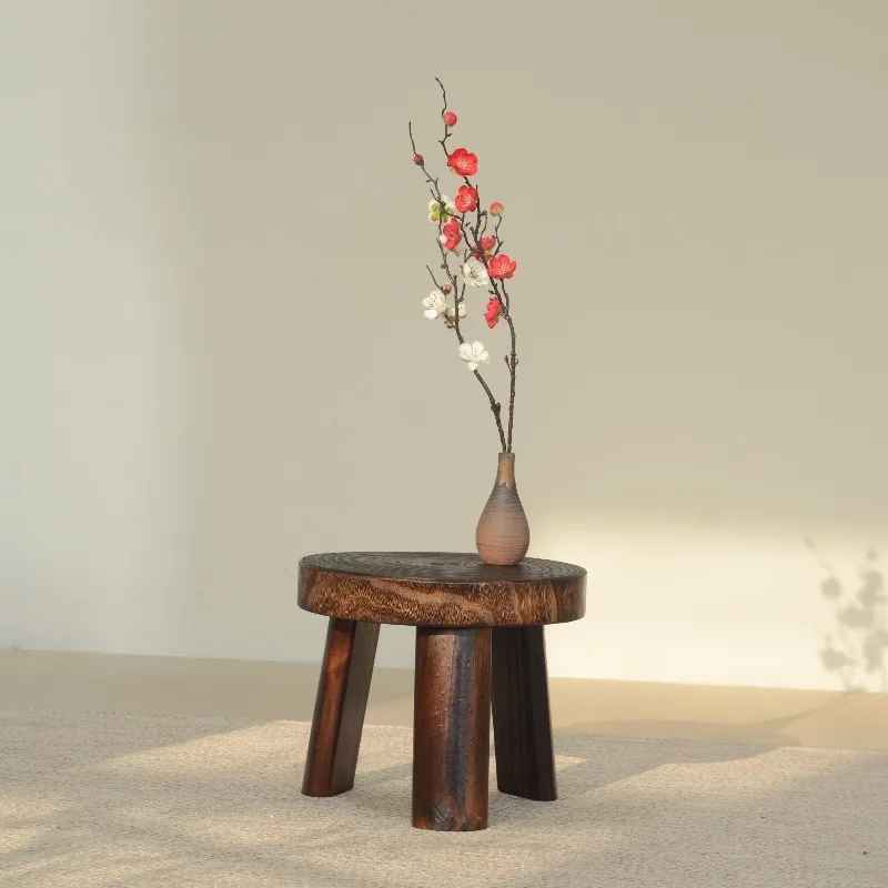 Solid wood small household low stool change shoes medieval tree living room children's  sofa cushion foot
