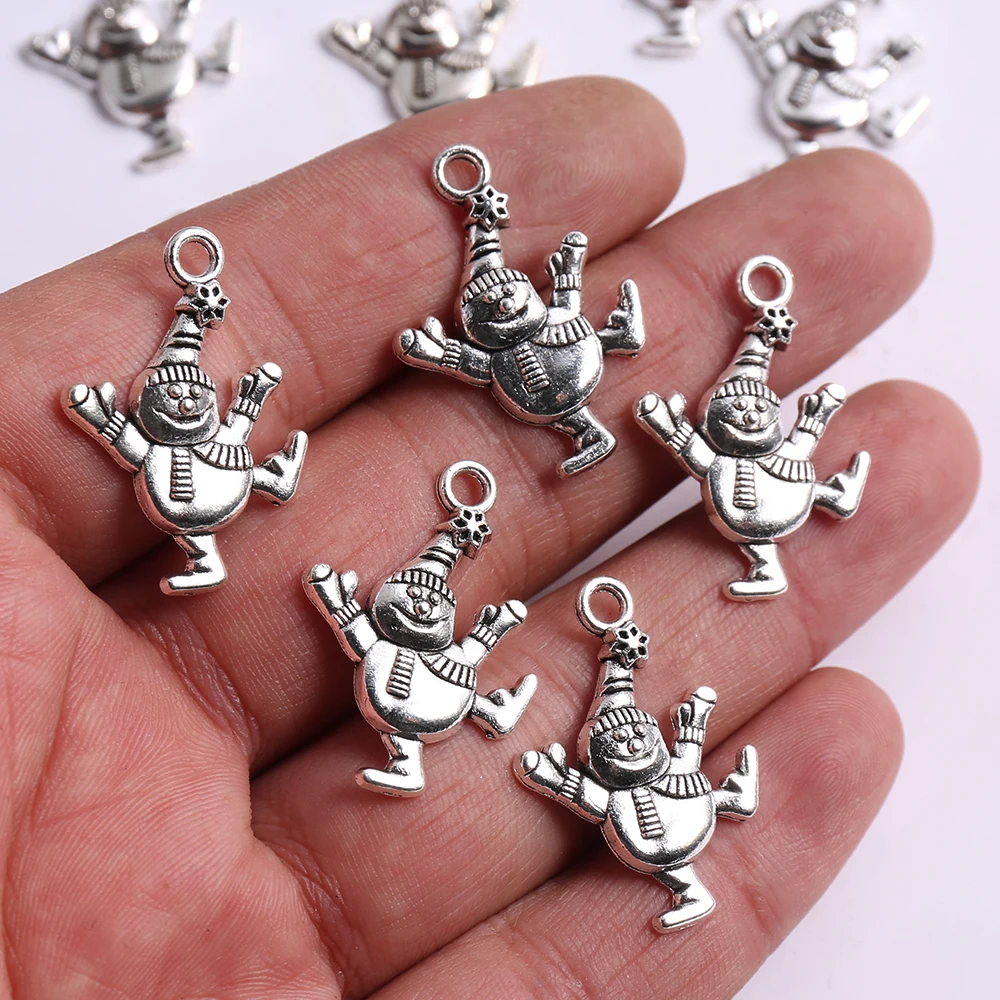 10-Piece Set of Niche Vintage Handmade Accessories, Lively Dancing Snowman-Shaped Pendant Accessories, Suitable for DIY Bracelets, Necklaces, Earrings, and Pendants, Niche DIY Jewelry Basic Materials