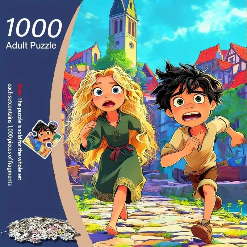 Puzzle de ville de conte de fées pour Couple, 1000 pièces, adapté aux adultes, aux familles et aux joueurs, jeu Portable de taquinerie, bricolage avec Re