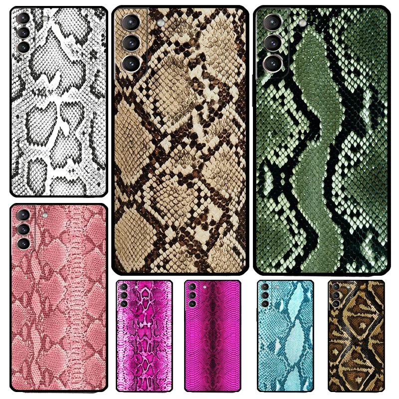 Snake Skin Print Funda For Samsung Galaxy S22 Ultra S23 FE S9 S10 Note 10 Plus Note 20 Ultra S20 S21 FE Case