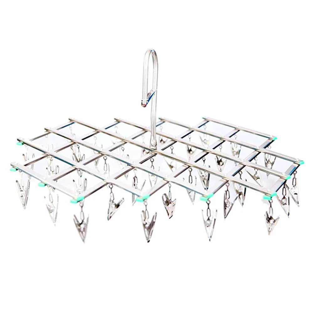 

Windproof Clothes Hanger Underwear Drying Rack with Clips Sock Laundry Hanging for