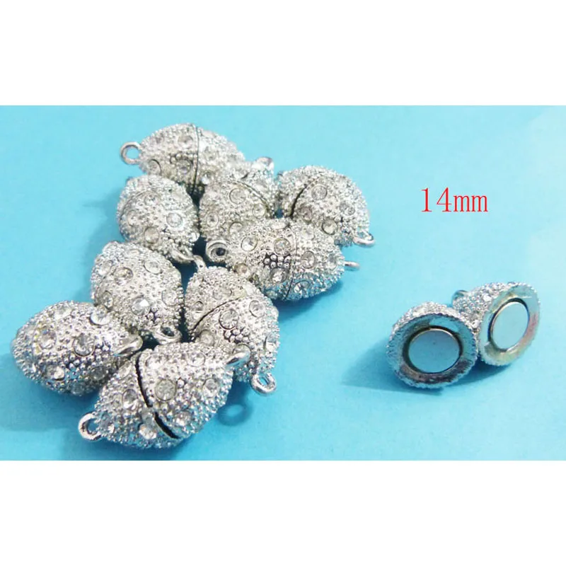 50PCS 14MM Silver Plated Strong magnetic metal buckle, necklace clasp