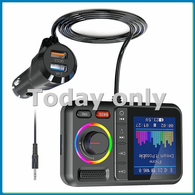 

Светодиодный цифровой дисплей Bluetooth 5.0 Адаптер передатчика 3,5 мм AUX MP3-плеер HIFI Аудио адаптер для ПК ТВ Автомобильный домашний динамик-ABFT