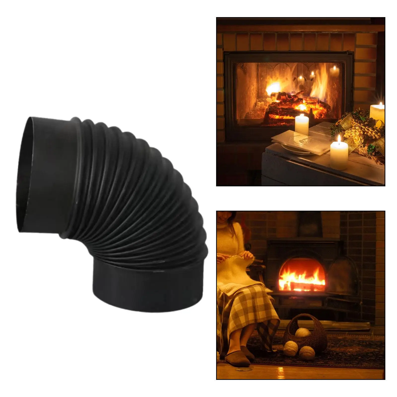 

Stove Pipe Elbow Fire Place 90 Degree Boiler Heater Exhaust Pipe for Camping Hiking Tent Pipe Winter Heater Log Burning Stove