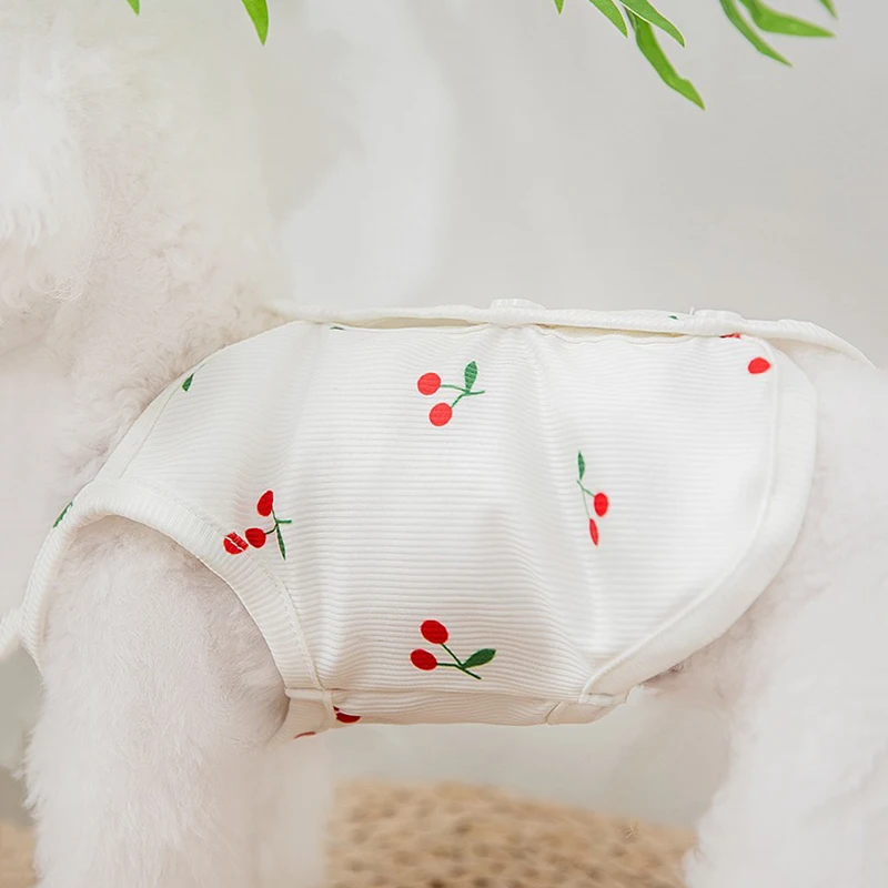 

Fashion Cherry Dog Clothes Small Dog Summer Thin Vest Teddy Sleeveless Split Button Shirt Bichon Anti Hair Loss Sling