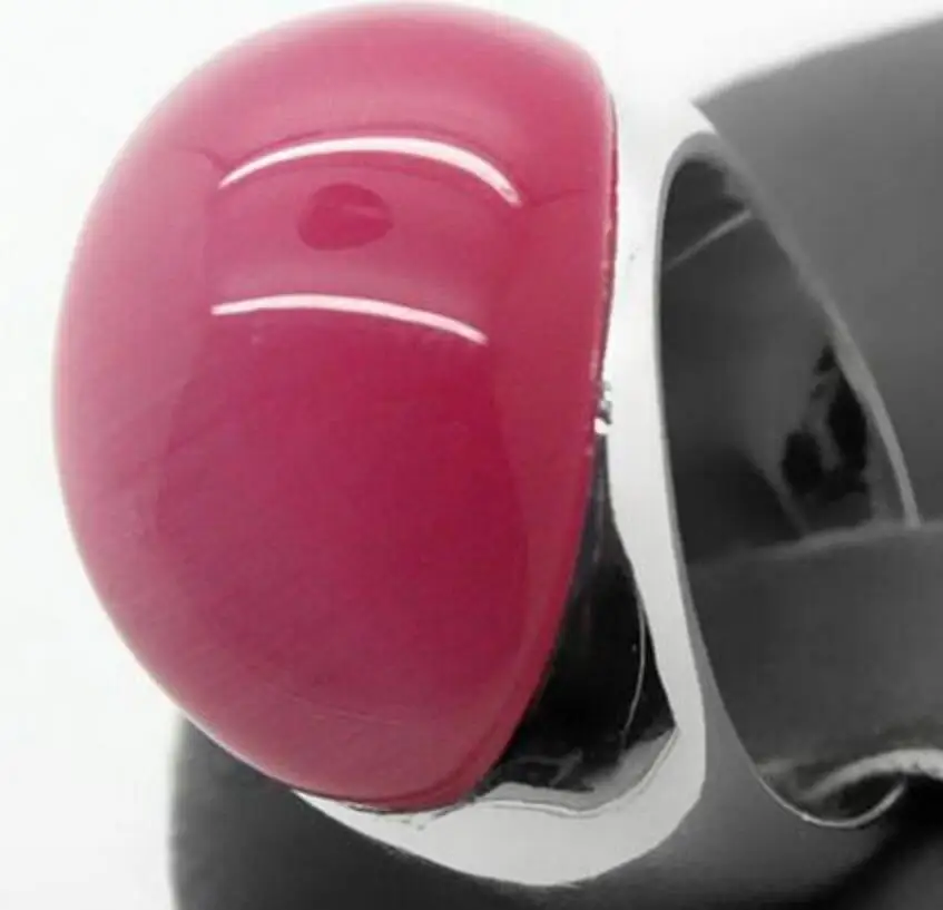 

20*26mm lady's noble new fashion Candy Pink Natural Stone 925 Silver Ring Size 7/8/9/10