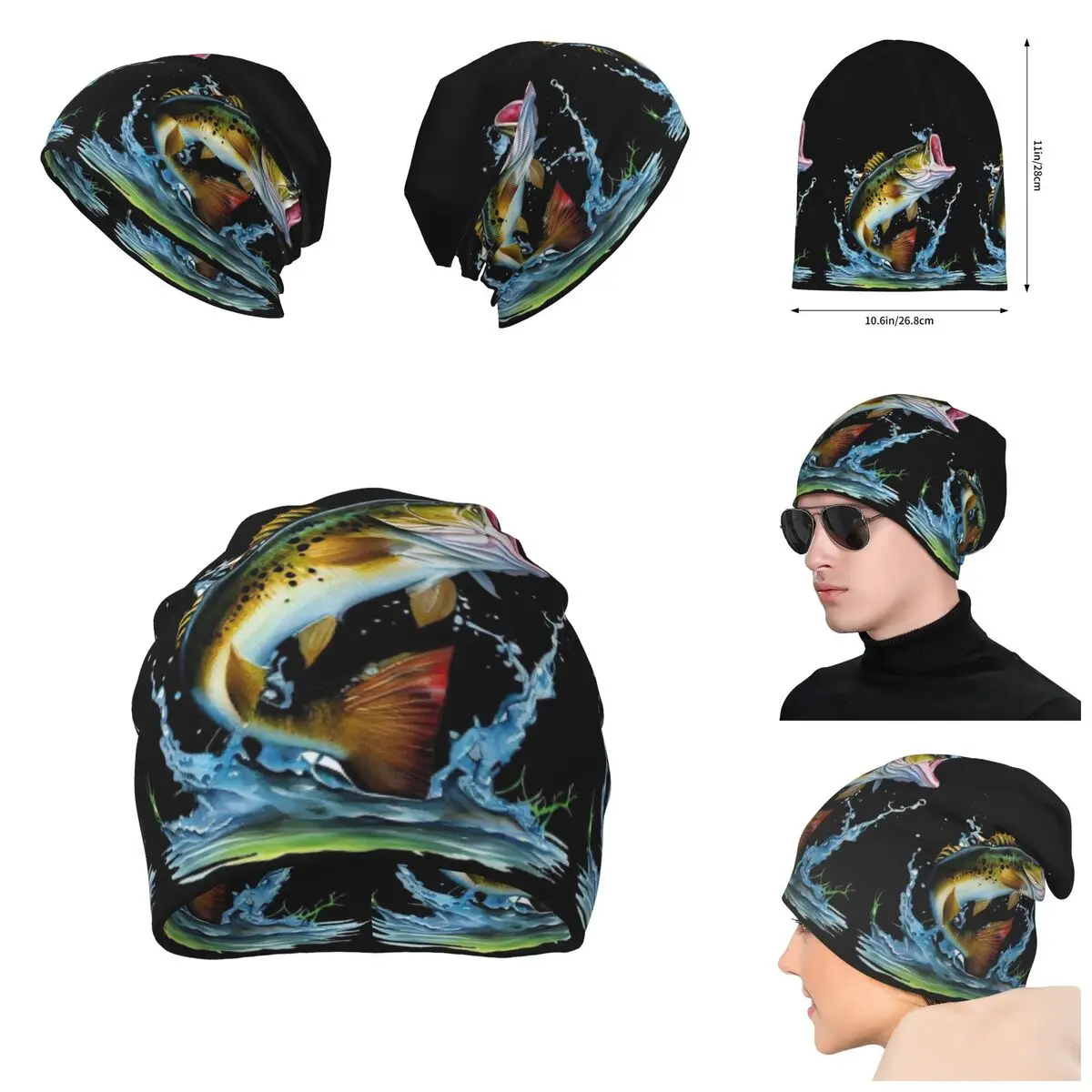 

Various Colorful Tropical Fish 11 Knitted Hat For Men And Women, Gift Unisex winter Warm Brimless printing Urinal Hat